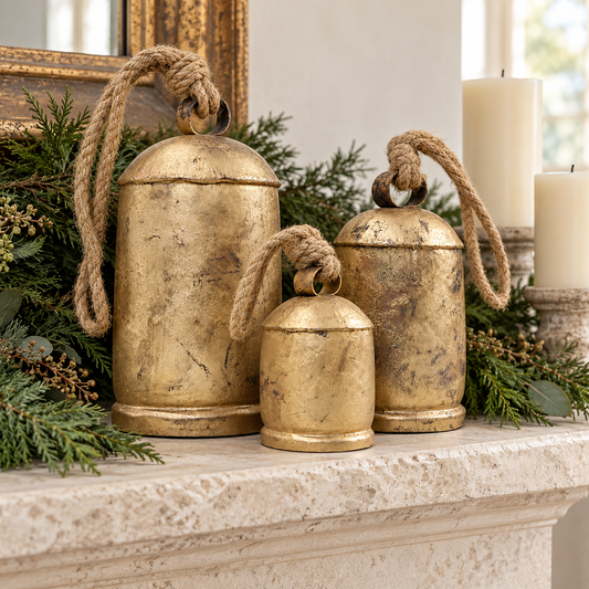 Large Handmade Rustic Cow Bells — Set of 3