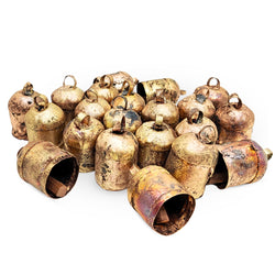 Handmade Rustic Christmas Hanging Jingle Bells, Brass Coated Country Style bells