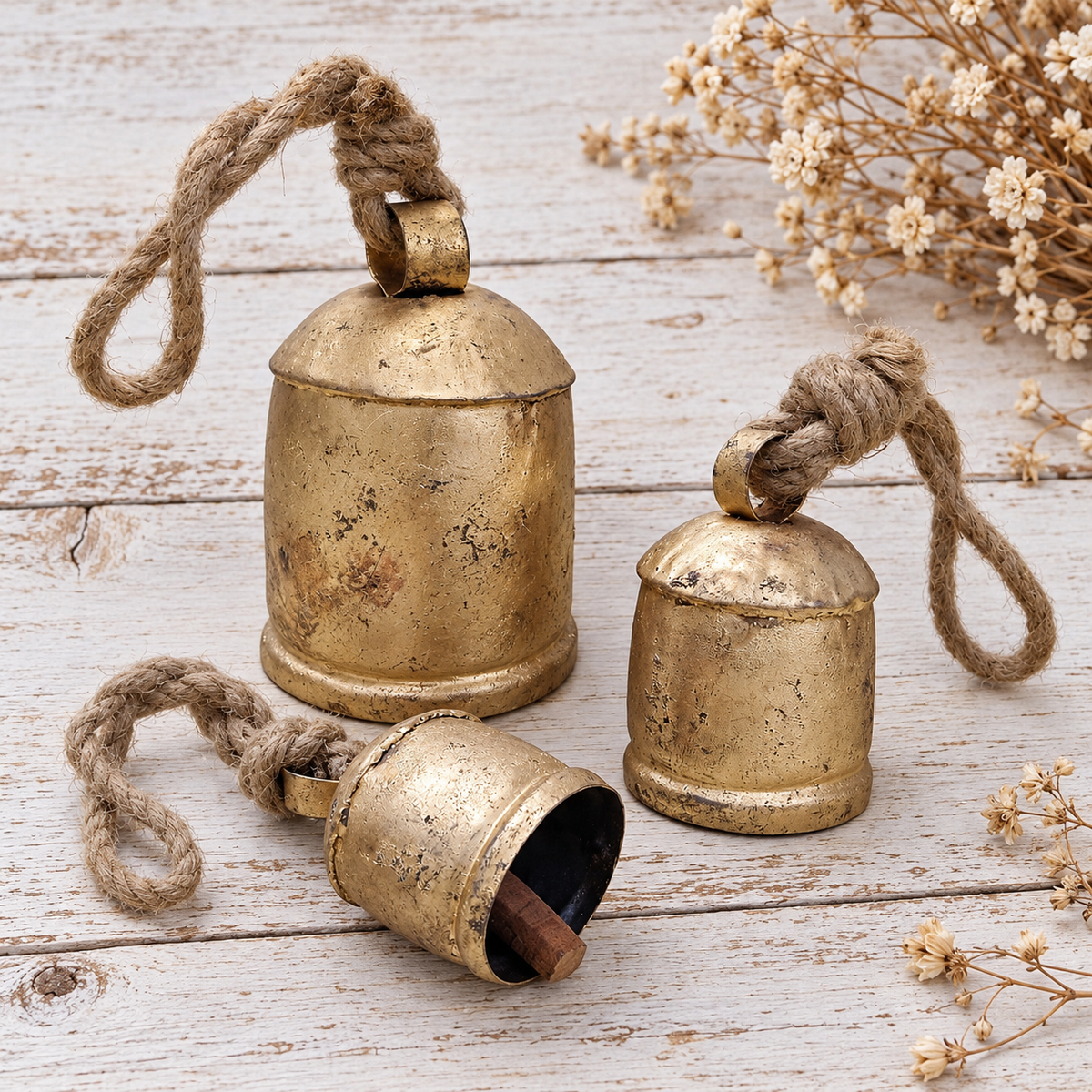Handmade Rustic Cow Bells — Set of 3