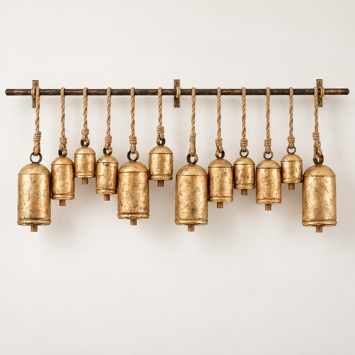 Rustic Gold Hanging Bells Set of 12
