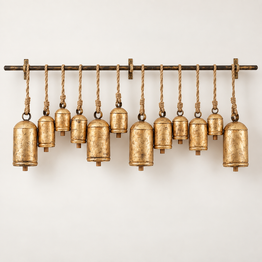 Rustic Gold Hanging Bells Set of 12