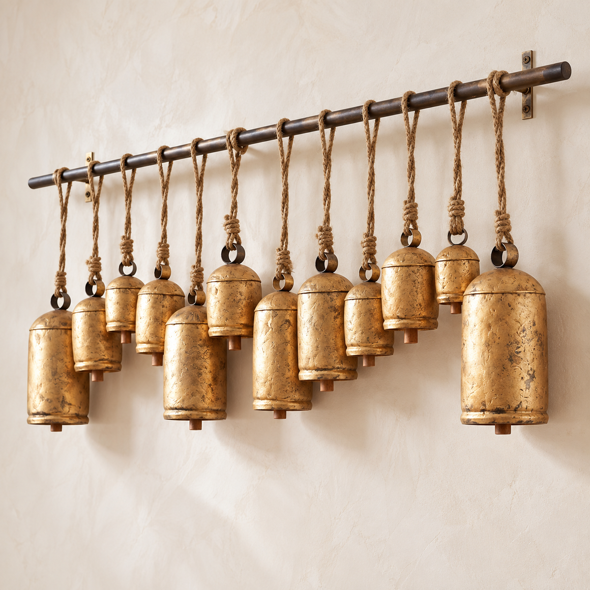 Rustic Gold Hanging Bells Set of 12