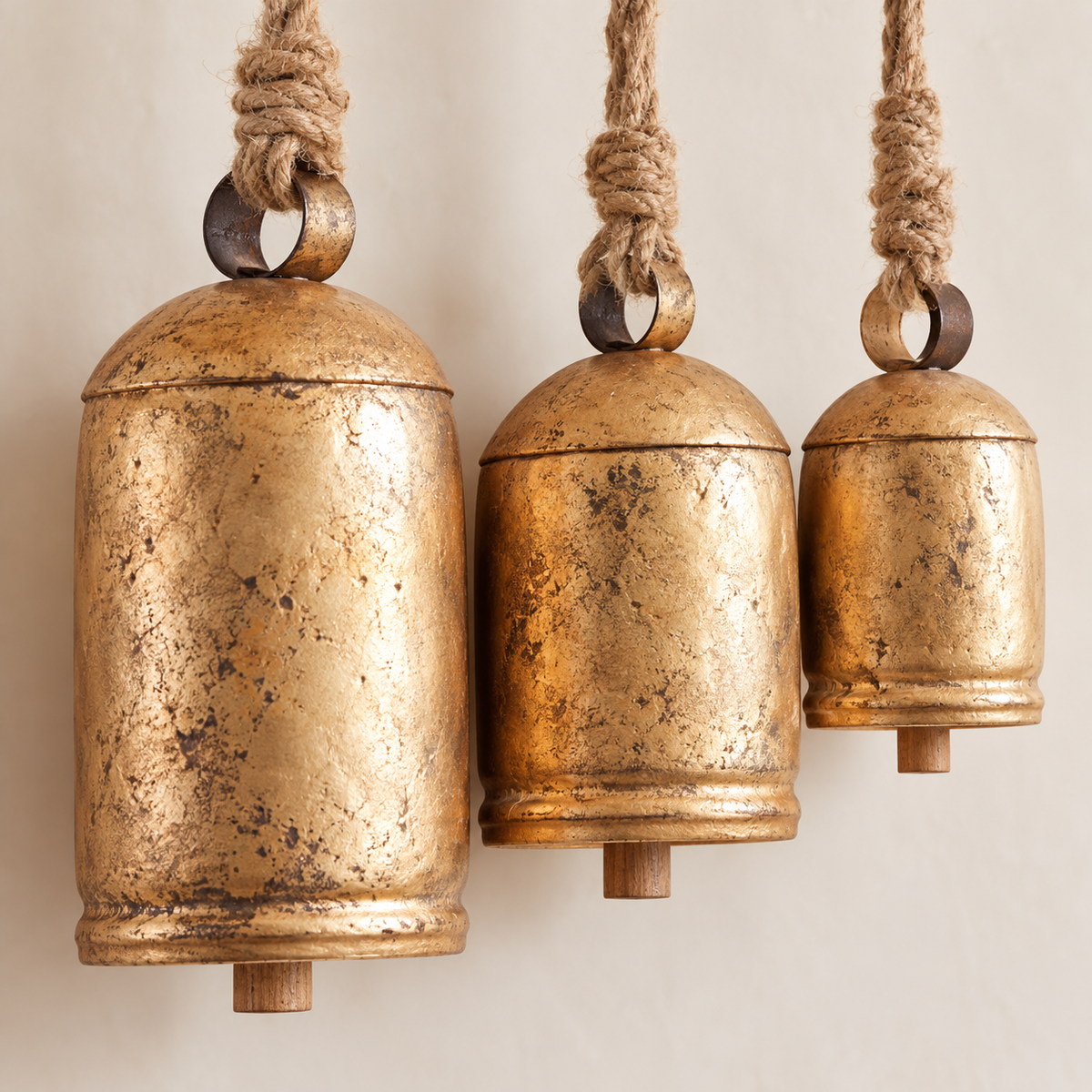 Rustic Gold Hanging Bells Set of 12