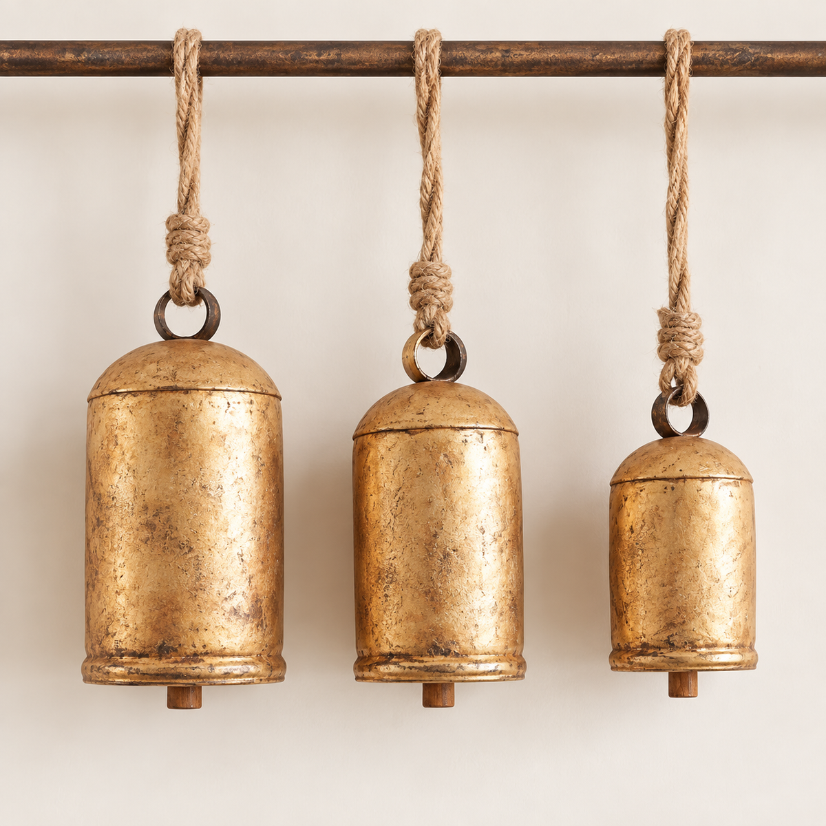 Rustic Gold Hanging Bells Set of 12