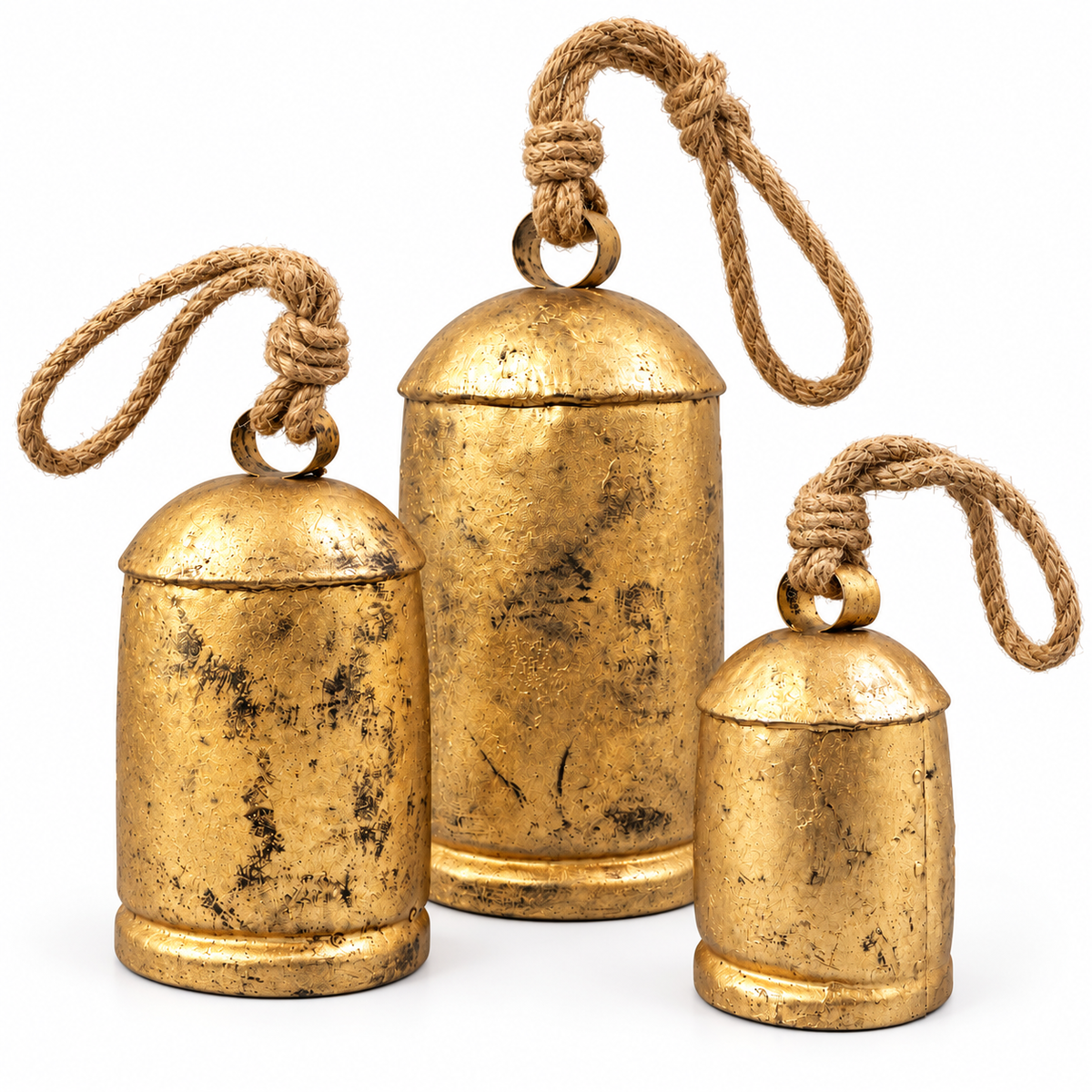 Large Handmade Rustic Cow Bells — Set of 3