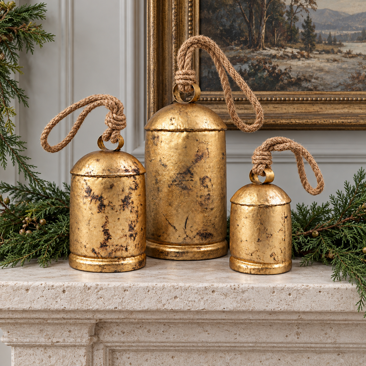 Large Handmade Rustic Cow Bells — Set of 3