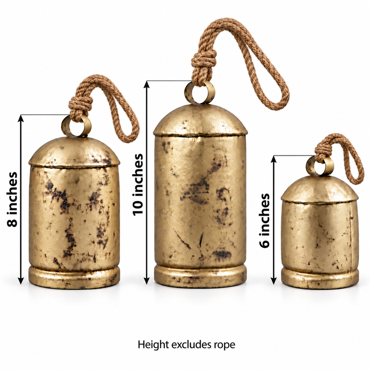 Large Handmade Rustic Cow Bells — Set of 3