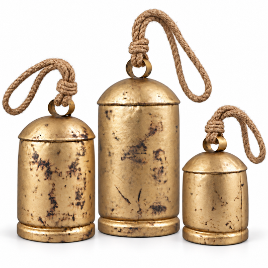 Large Handmade Rustic Cow Bells — Set of 3