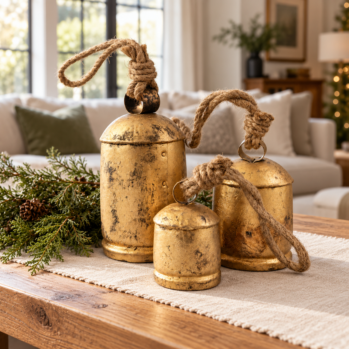 Handmade Rustic Cow Bells — Set of 3