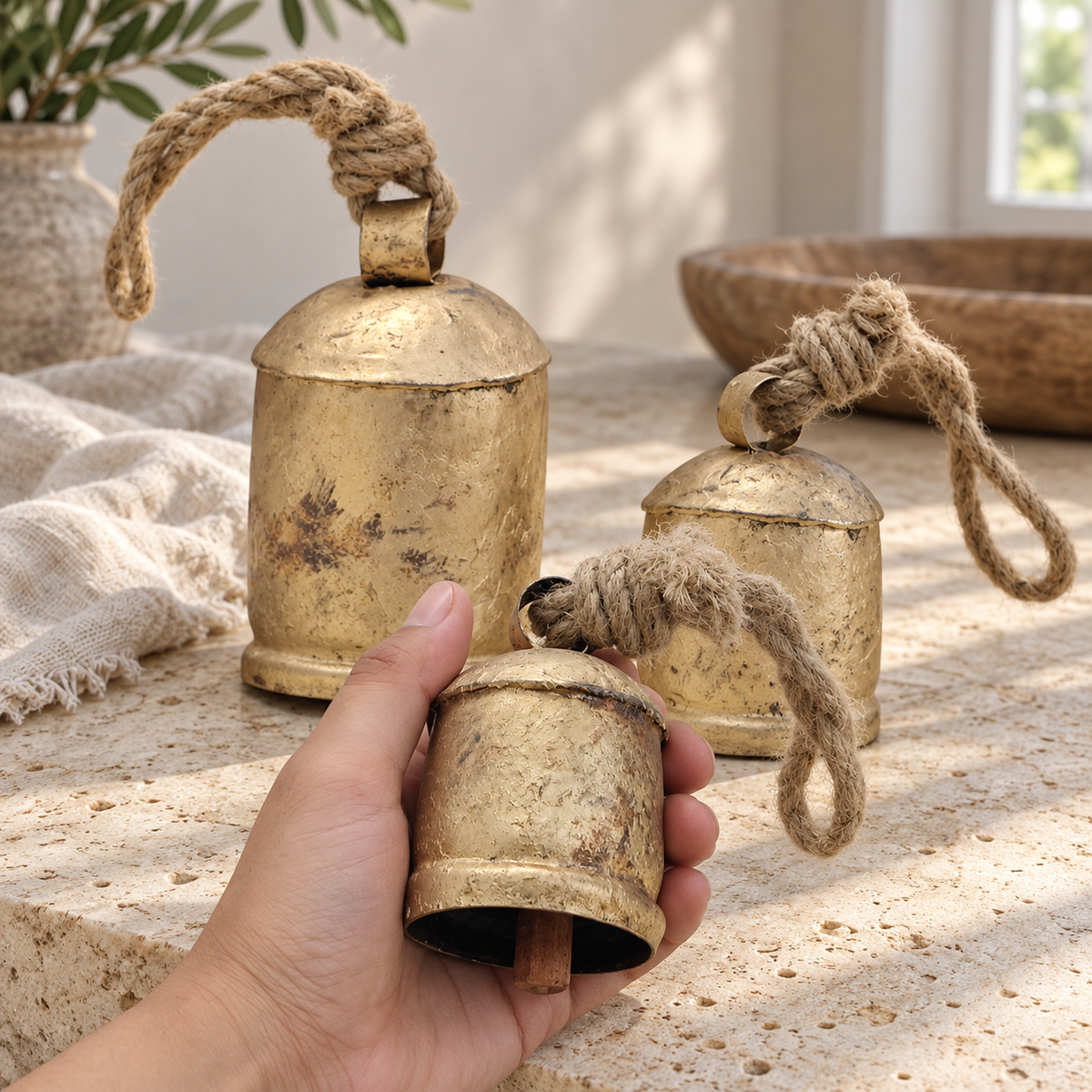 Handmade Rustic Cow Bells — Set of 3