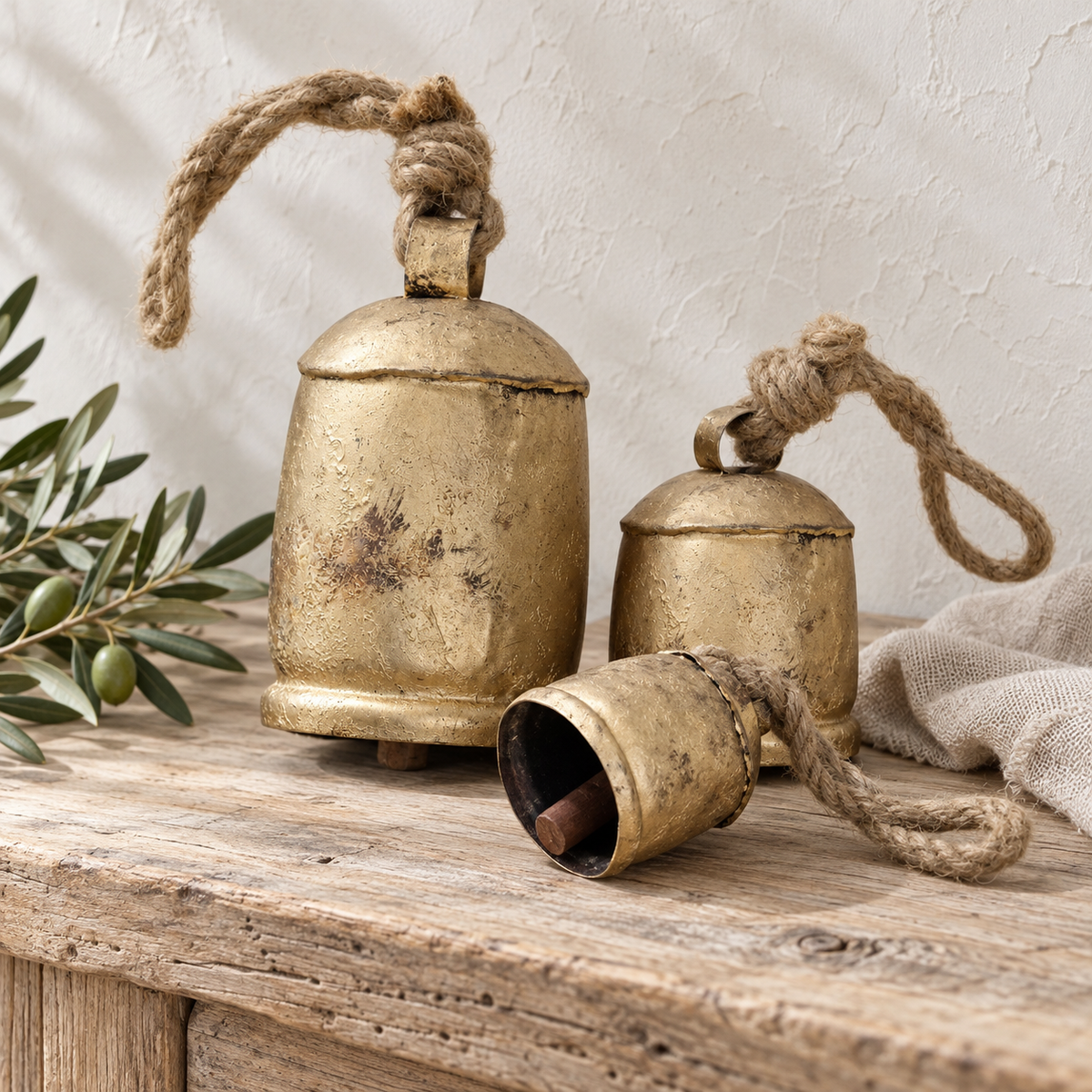Handmade Rustic Cow Bells — Set of 3