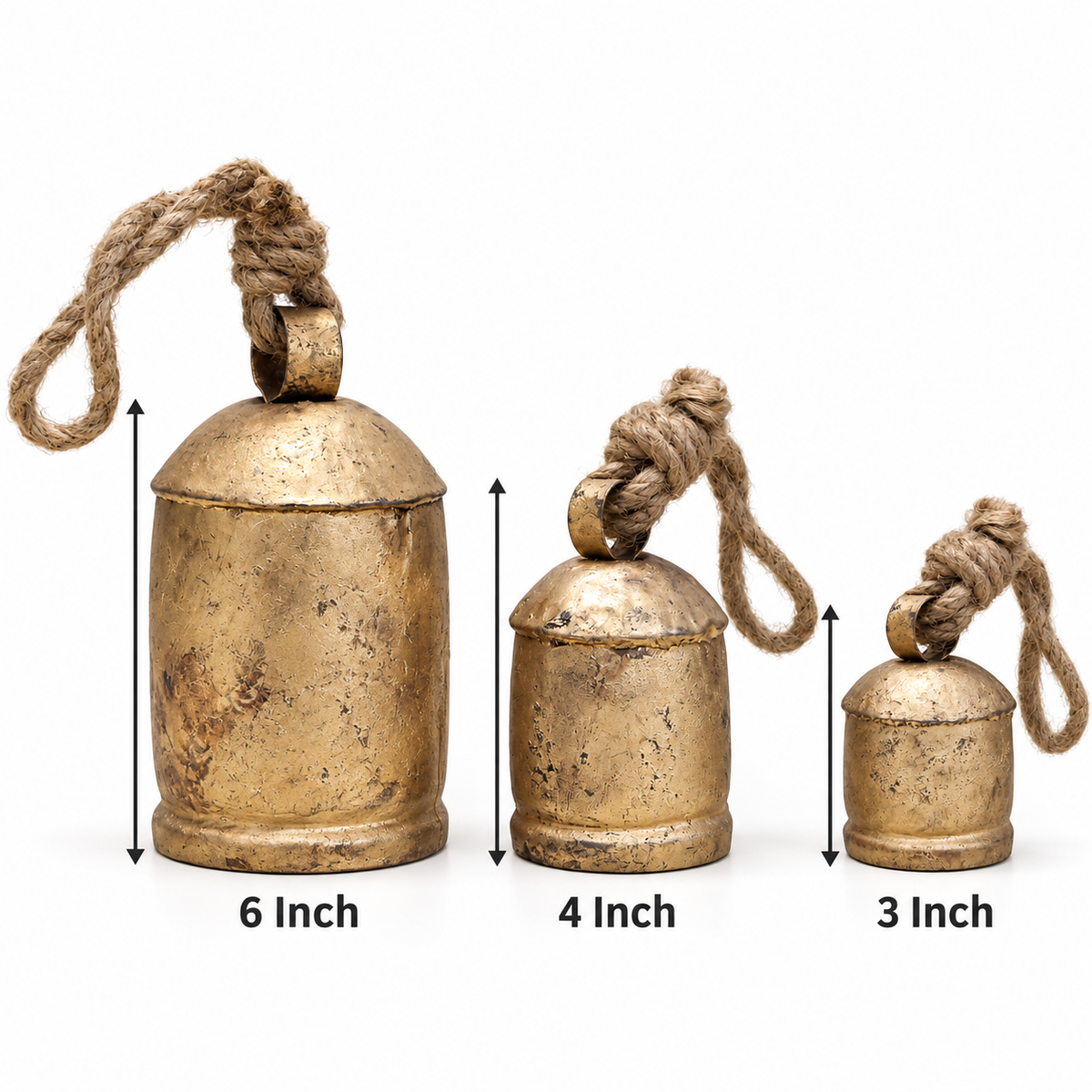Handmade Rustic Cow Bells — Set of 3