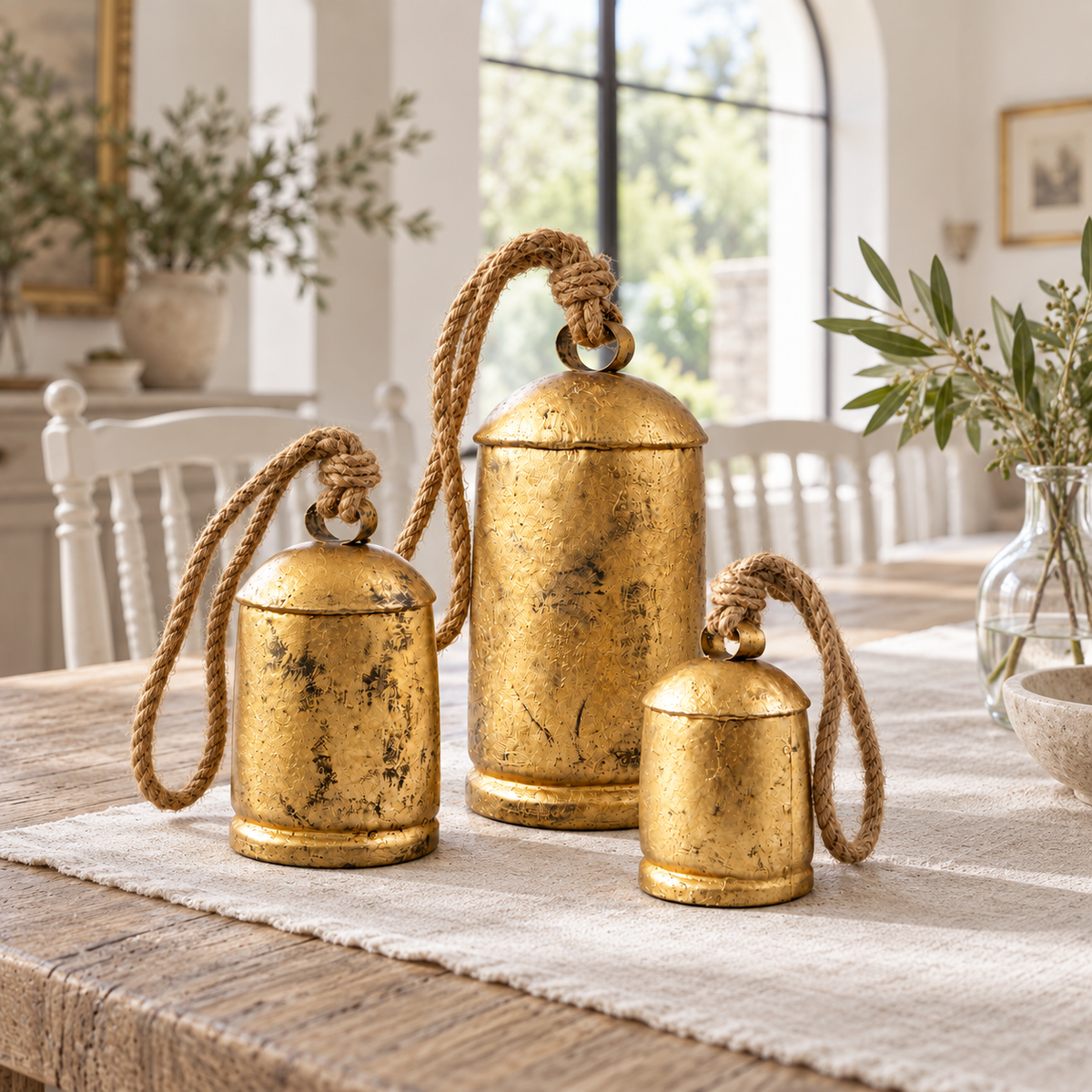 Large Handmade Rustic Cow Bells — Set of 3
